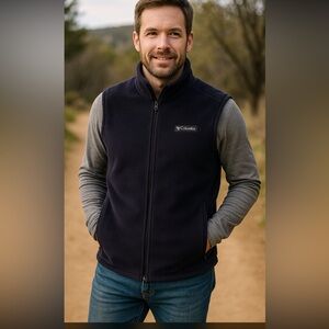 Columbia Men’s Fleece Full Zip Vest XL – Navy Blue Outdoor Layer